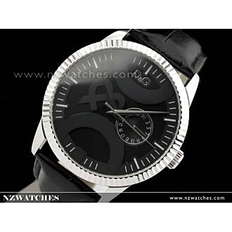 D&G Twin Tip Black Leather Strap Mens Watch DW0696