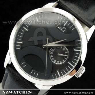 D&G Twin Tip Black Leather Strap Ladies Watch DW0699