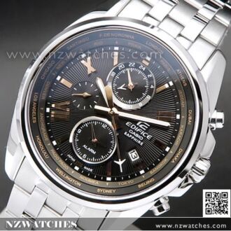 Casio Edifice World Time Sapphire Alarm Mens Watch EFB-301JD-1A, EFB301JD Made in Japan