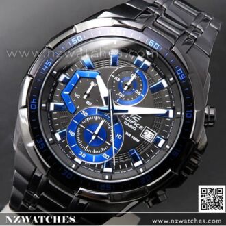 Casio Edifice Black Blue Ion Plated Mens Watches EFR-539BK-1A2V, EFR539BK