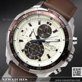 Casio Edifice Chronograph Genuine Leather Band Mens Watches EFR-539L-7BV, EFR539L