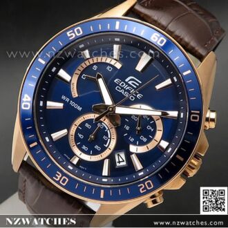 Casio Edifice Rose Gold Genuine Leather Band Mens Watches EFR-552GL-2AV, EFR552GL