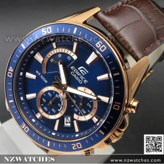 Casio Edifice Rose Gold Genuine Leather Band Mens Watches EFR-552GL-2AV, EFR552GL