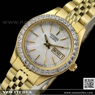 Citizen Swarovski Crystal Gold Tone Ladies Dress Watch EQ0536-54D