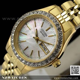Citizen Swarovski Crystal Gold Tone Ladies Dress Watch EQ0536-54D