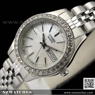 Citizen Swarovski Crystal Silver Tone Ladies Dress Watch EQ0537-51D