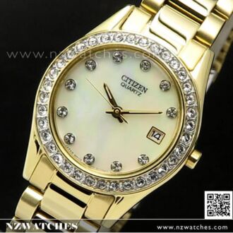Citizen Gold Plated Mother of Pearl Ladies Dress Watch EU2682-57D
