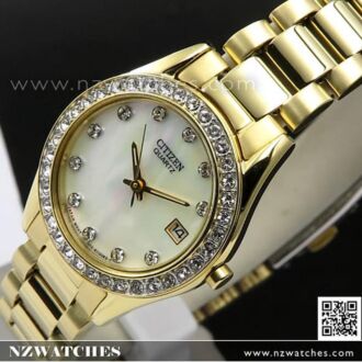 Citizen Gold Plated Mother of Pearl Ladies Dress Watch EU2682-57D