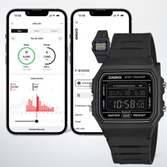 Casio Bluetooth All Black Step Tracker Digital Watch F-B100W-1B