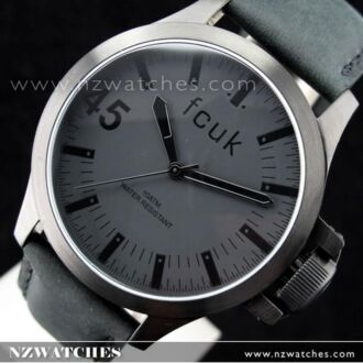 French Connection Black Dial Leather Strap Mens Watch FC1140BB