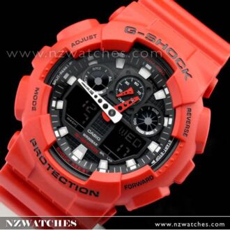 Casio G-Shock Red Analog Digital Watch GA-100B-4A GA100B