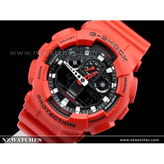 Casio G-Shock Red Analog Digital Watch GA-100B-4A GA100B