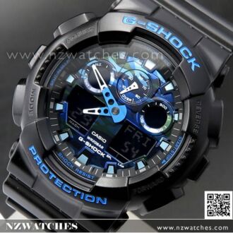 Casio G-Shock Matte Black with Blue Limited Sport Watch GA-100CB-1A, GA100CB