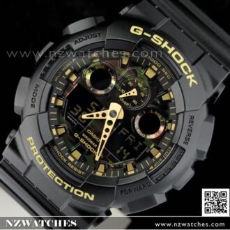 Casio G-Shock Camouflage Black Gold Analog Digital Display Watch GA-100CF-1A9, GA110BC