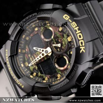 Casio G-Shock Camouflage Black Gold Analog Digital Display Watch GA-100CF-1A9, GA110BC