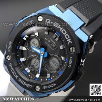 Casio G-Shock Analog Digital Solar Resin Band Black Blue Sport Watch GST-S300G-1A2, GSTS300G