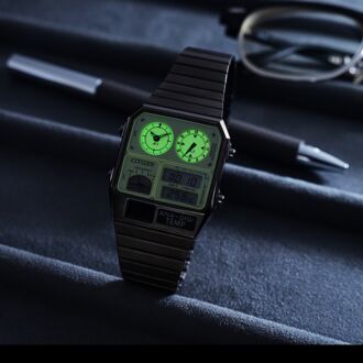 Citizen Light Green Luminous Dial Temperature Quartz Watch JG2147-85X