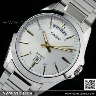 Casio Date Day Stainless Steel Band Dress Watch MTP-1370D-7A2, MTP1370D