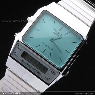 Casio Vintage Analog Digital Silver Blue Dial Unisex Watch AQ-800EC-2A