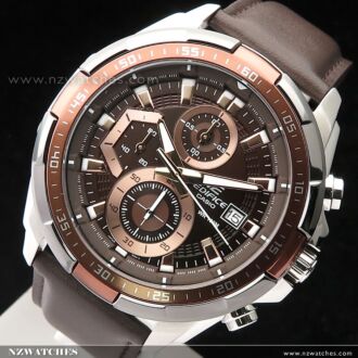 Casio Edifice Chronograph Genuine Leather Band Mens Watches EFR-539L-7BV, EFR539L