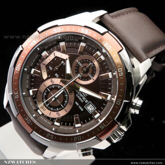 Casio Edifice Chronograph Genuine Leather Band Mens Watches EFR-539L-7BV, EFR539L