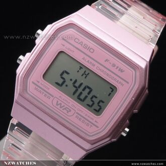 Casio Transparent Pink Digital Unisex Watch F-91WS-4D