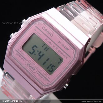 Casio Transparent Pink Digital Unisex Watch F-91WS-4D