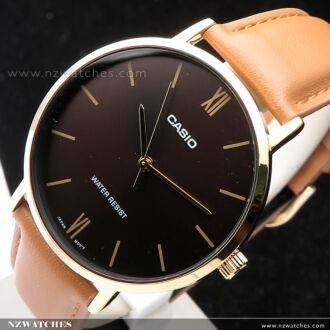 Casio Quartz Brown Leather Strap Men's Watch MTP-VT01GL-5B