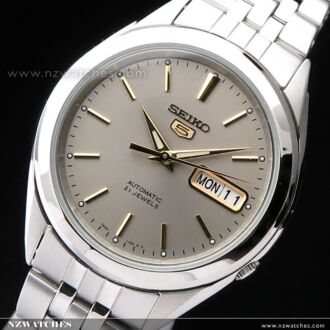 SEIKO 5 Automatic White Gold Mens Watch See-thru Back SNKL17K1, SNKL17