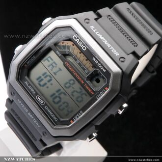 Casio Digital 10-Year Battery 100M Resin Band Watch WS-1600H-1A, WS1600H