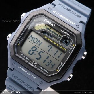 Casio Digital 10-Year Battery 100M Resin Band Watch WS-1600H-2A, WS1600H