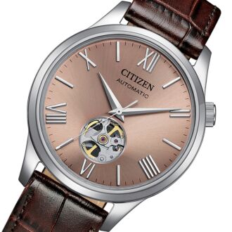 Citizen Automatic Open Heart Leather Strap Mens Watch NH9138-07X