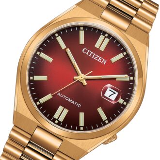 Citizen Automatic Rose Gold Red Dial Mens Watch NJ0153-82X