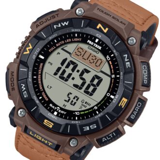 Casio Pro Trek Triple Sensor Solar Faux Leather Band Watch PRG-340L-5