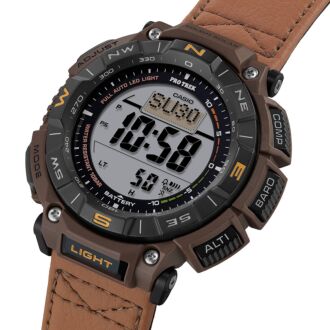Casio Pro Trek Triple Sensor Solar Faux Leather Band Watch PRG-340L-5