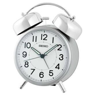 Seiko Bedside Bell Alarm Clock With Quiet Movement Silver QHK063S