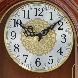 Seiko Analog Melody Chiming Brown Wooden Case Mantel Clock QXW244B