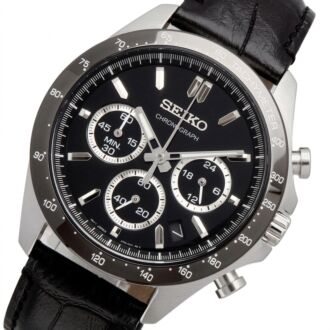 Seiko Spirit Chronograph Leather Strap Mens Watch SBTR021