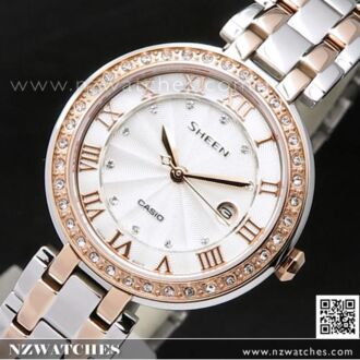 Casio Sheen Pink Gold Swarovski Stainless Steel Ladies Watch SHE-4034BSG-7A, SHE4034BSG