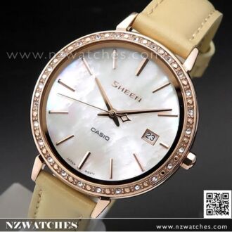 Casio Sheen Swarovski Crystals Mother of pearl Ladies Watch SHE-4052PGL-7B, SHE4052PGL