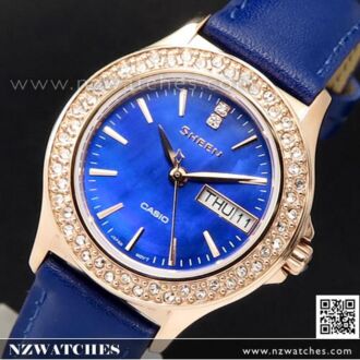 Casio Sheen Gold Blue Leather Strap Ladies Watch SHE-4800GL-2A, SHE4800GL