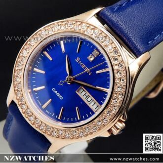 Casio Sheen Gold Blue Leather Strap Ladies Watch SHE-4800GL-2A, SHE4800GL