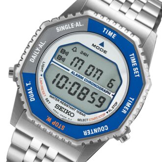 Seiko Rotocall Reissue Gray Blue Chronograph Digital Watch SMGG21P1