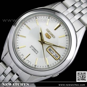 SEIKO 5 Automatic White Gold Mens Watch See-thru Back SNKL17K1, SNKL17