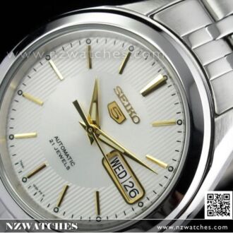 SEIKO 5 Automatic White Gold Mens Watch See-thru Back SNKL17K1, SNKL17