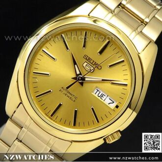 Seiko 5 Automatic See-thru Back Gold Tone Mens Watch SNKL48K1, SNKL48