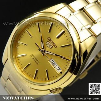 Seiko 5 Automatic See-thru Back Gold Tone Mens Watch SNKL48K1, SNKL48