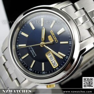 SEIKO 5 Automatic Blue Gold Mens Watch See-thru Back SNKL79K1, SNKL79