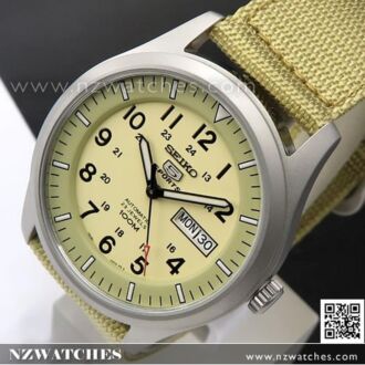 Seiko 5 Military Khaki Automatic 100m Mens Nylon Watch SNZG07K1, SNZG07