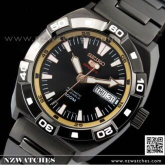 Seiko 5 Automatic Gold Black Mens Sports Watch SRP287K1 SRP287